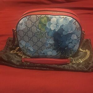 Gucci Floral Blue and Red Crossbody Bag